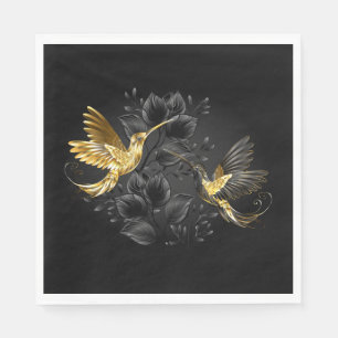 Serviette En Papier Colibri noir et or