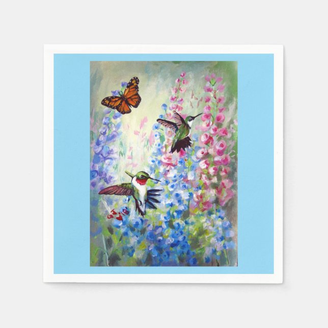 Serviette En Papier Colibris et jardin Papier et lingeServiettes Butt (Devant)