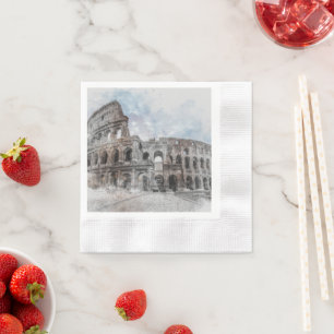 Serviette En Papier Colisée vintage Rome Italie Voyage Art - Élégant
