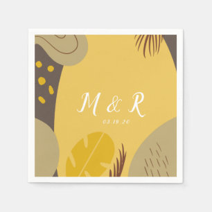 Serviette En Papier Collage biologique Monstera Mariage Terre Tone Jau