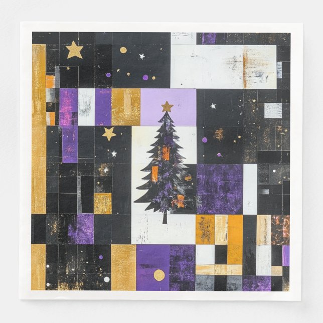 Serviette En Papier Collage d'arbre de Noël Vintage (Devant)