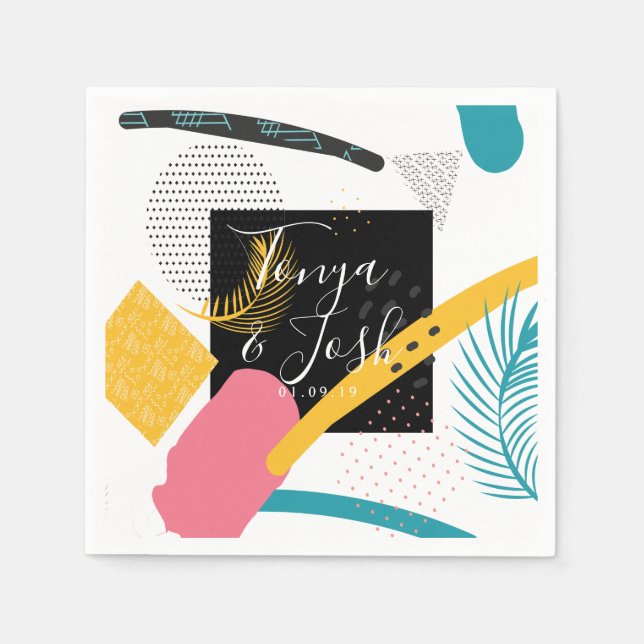 Serviette En Papier Collage d'art abstrait Splash des années 90 (Devant)