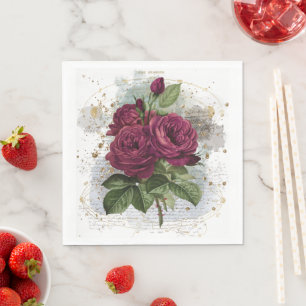 Serviette En Papier Collage de filles - roses rouges du sang