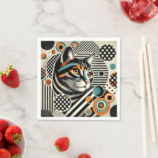 Serviette En Papier collage des rayures de points de chat