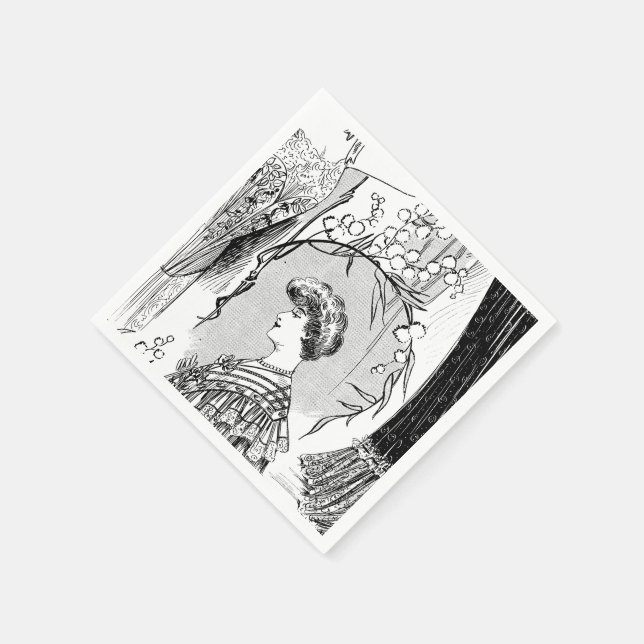 Serviette En Papier Collage d'illustration de mode rétro (Coin)