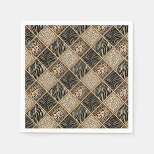 Serviette En Papier Collage Imprimé Léopard & Zèbre - Motif de Peau d'