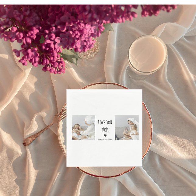 Serviette En Papier Collage moderne Photo Love You Mom Best Gift (Créateur téléchargé)