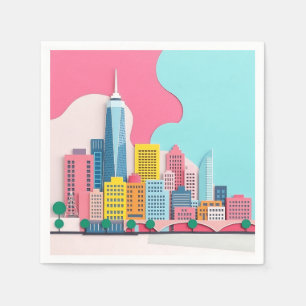 Serviette En Papier Collage papier moderne Cityscape
