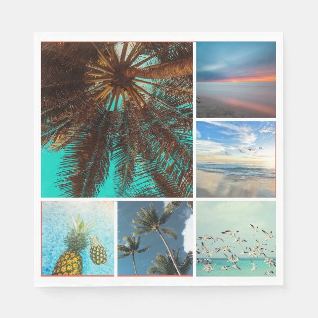 Serviette En Papier Collage personnalisé de 6 photos Papier personnali (Devant)