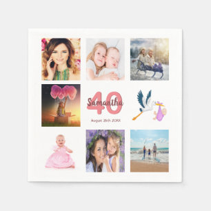 Serviette En Papier Collage photo de la fête du 40e anniversaire