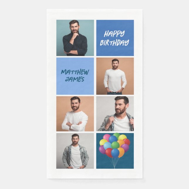 Serviette En Papier Collage photo personnalisé pour fête d'anniversair (Devant)