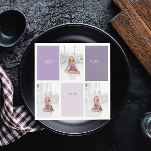 Serviette En Papier Collage Photo Purple Best Mom Ever Cadeau