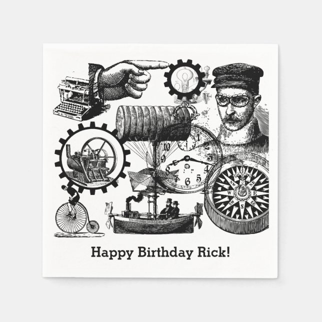 Serviette En Papier Collage Steampunk #1 Par Artinspanted (Devant)