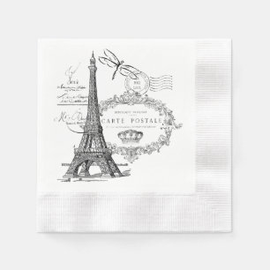 Serviette En Papier Collage tour Eiffel