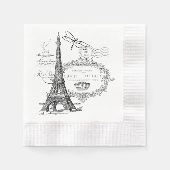 Serviette En Papier Collage tour Eiffel (Devant)