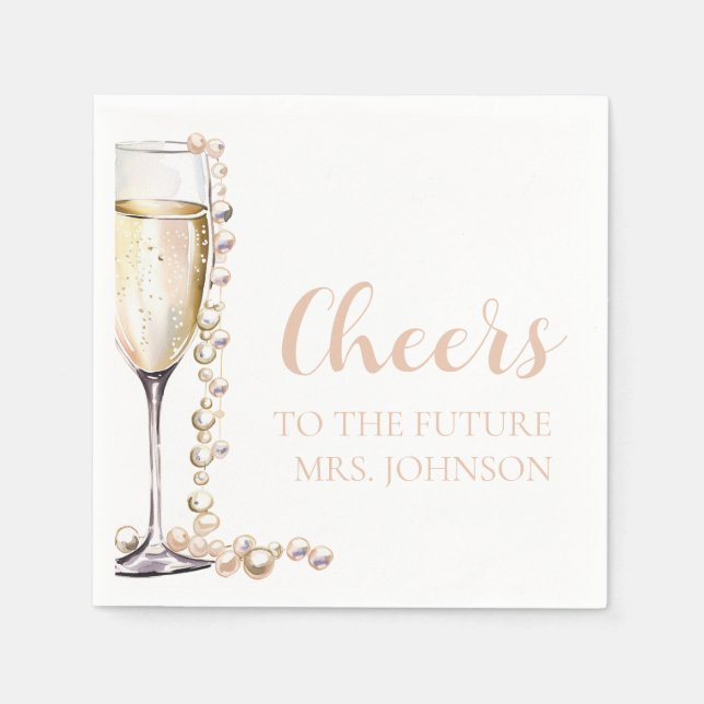 Serviette En Papier Collation de futur Mme Perles et Prosecco (Devant)