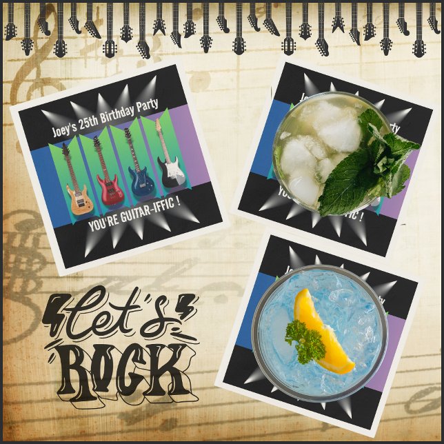 Serviette En Papier Collection de guitares électriques Spotlight Party (Electric Guitar Party Collection Napkins)