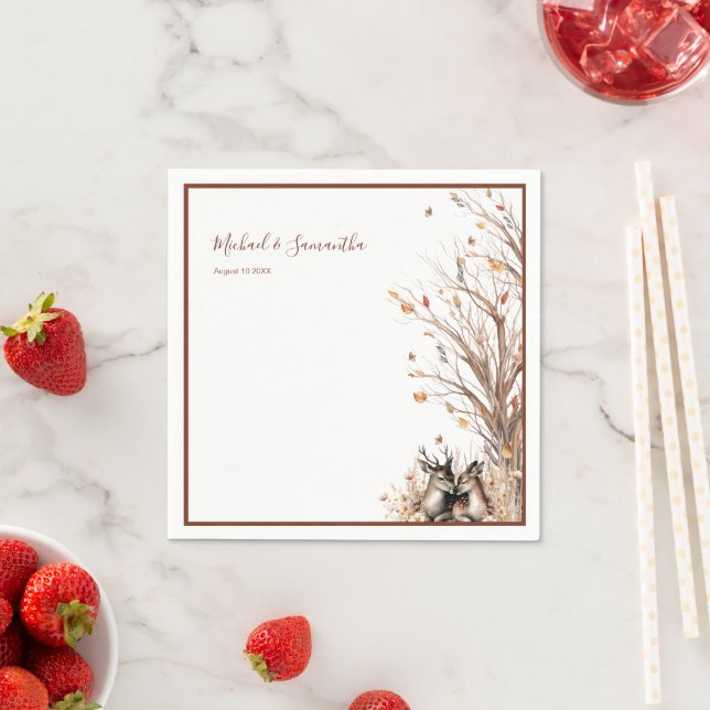 Serviette En Papier Collection de mariage Cerf Rustique d'Automne (En situation)