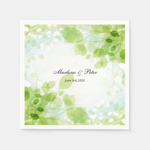 Serviette En Papier Collection de Mariages d'aquarelle Feuille Spring