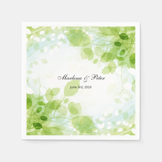 Serviette En Papier Collection de Mariages d'aquarelle Feuille Spring (Devant)