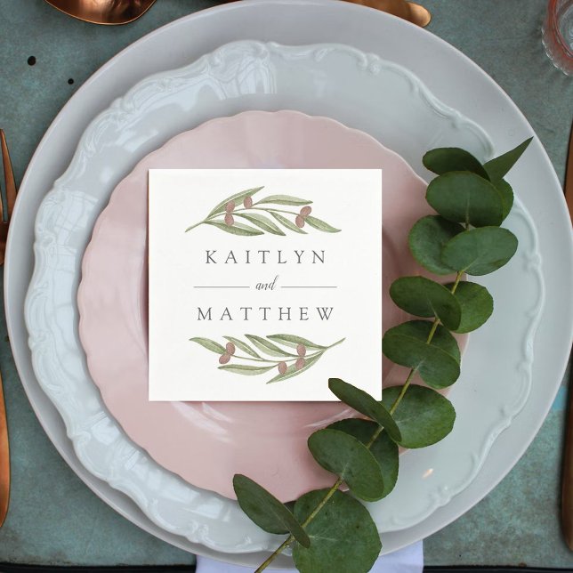 Serviette En Papier Collection de Mariages de Branches d'Olivier (Créateur téléchargé)