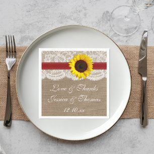 Serviette En Papier Collection de Mariages de tournesol rustique - Rou