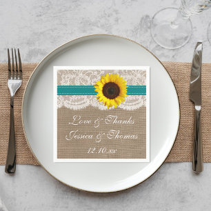 Serviette En Papier Collection de Mariages de tournesol rustique - Tur