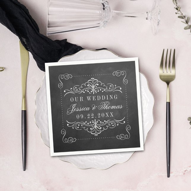 Serviette En Papier Collection de Mariages Ornate Chalkboard (Créateur téléchargé)