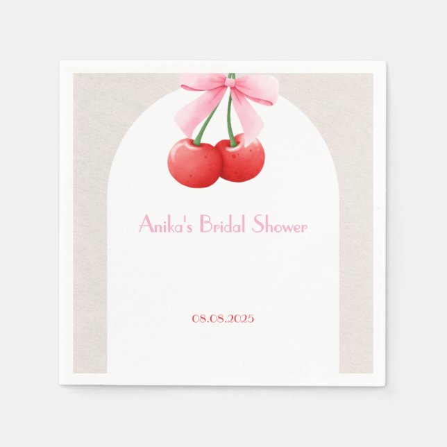 Serviette En Papier collection de nuptiale cerise rose (Devant)