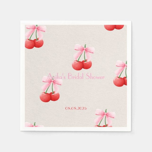 Serviette En Papier collection de nuptiale cerise rose (Devant)