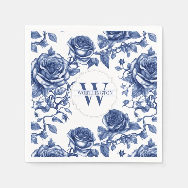 Serviette En Papier Collection de Roses personnalisés Rose bleu (Devant)