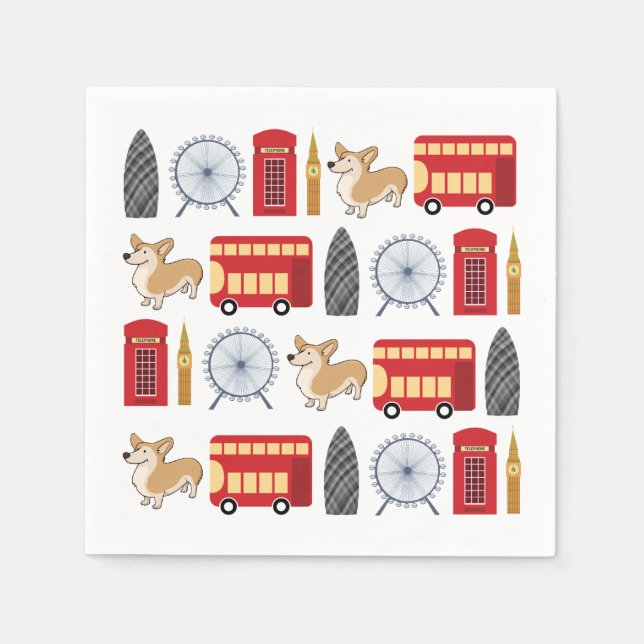Serviette En Papier Collection d'icônes de Londres (Devant)