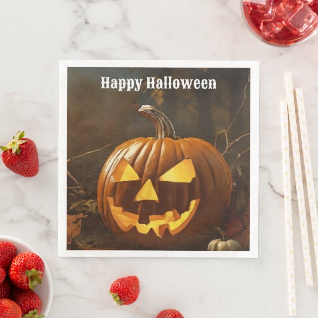 Serviette En Papier Collection Halloween grand Citrouille (En situation)