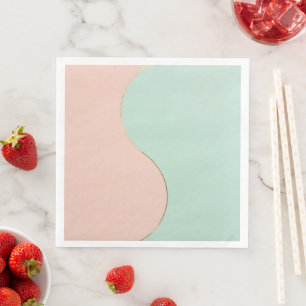Serviette En Papier Collection Moderne Abstraite Rose Pâle Menthe