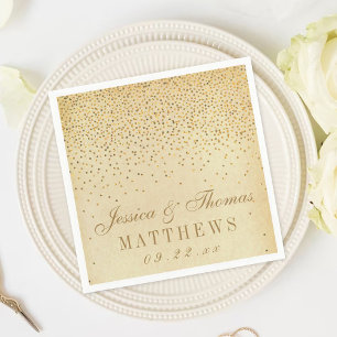 Serviette En Papier Collection Vintage de Mariage Glam Gold Confetti