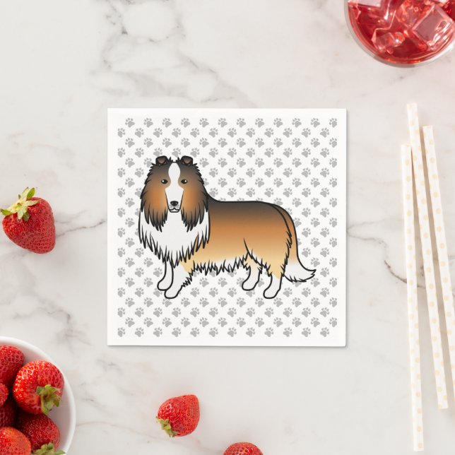 Serviette En Papier Colley Rough Sable Mignon Chien de Dessin Animé &  (En situation)
