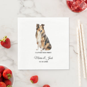 Serviette En Papier Collie Chien J'Aimais Ses Premiers Mariages Napkin
