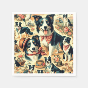 Serviette En Papier Collie frontière mignonne sans joint