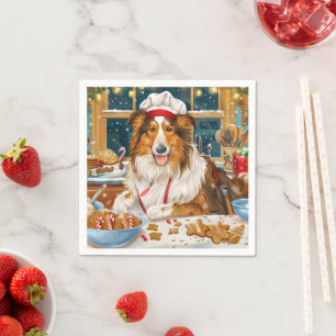Serviette En Papier Collie Holiday Baking : Festive Christmas