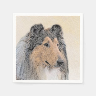 Serviette En Papier Collie (Rough) Peinture - Cute Original Chien Art