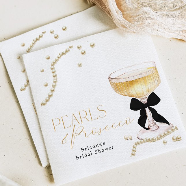 Serviette En Papier Collier de perles & Prosecco Mariage avec un nœud  (Créateur téléchargé)