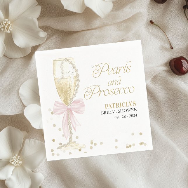 Serviette En Papier Collier de perles rose et prosecco pour une fête d (Créateur téléchargé)