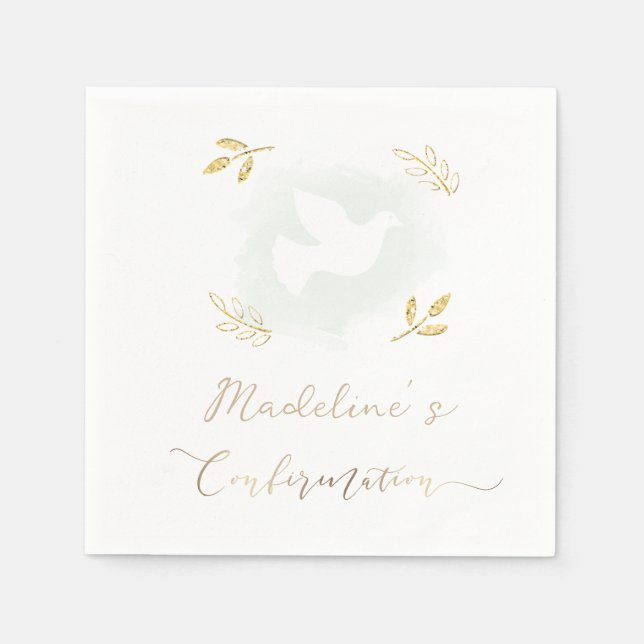 Serviette En Papier colombe blanche Confirmation  (Devant)
