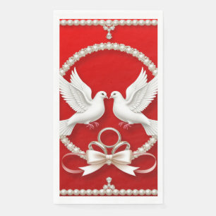 Serviette En Papier Colombes blanches avec alliances