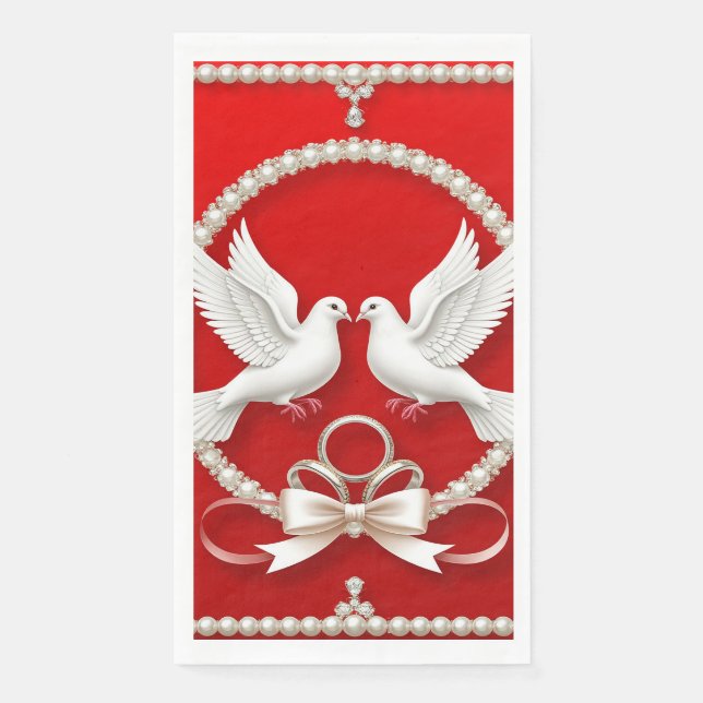 Serviette En Papier Colombes blanches avec alliances (Devant)