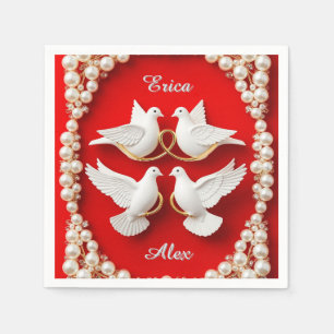 Serviette En Papier Colombes blanches avec alliances