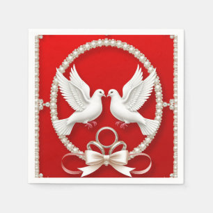 Serviette En Papier Colombes blanches avec alliances