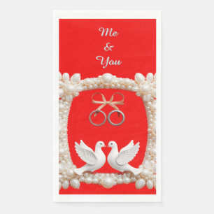 Serviette En Papier Colombes blanches avec alliances