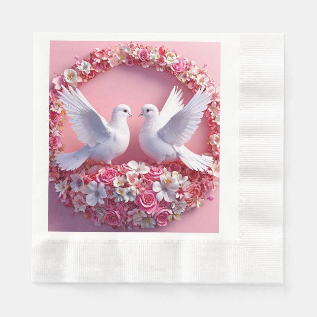 Serviette En Papier Colombes blanches Réception et douche de mariée ro (Devant)