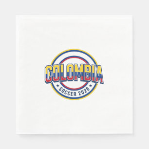 Serviette En Papier Colombie Football 2026 Football Gras Pays Typograp